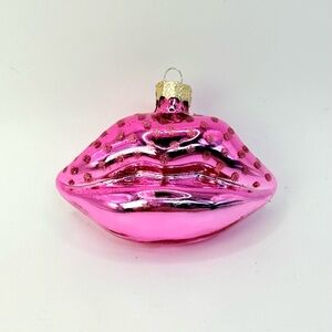 Glass Pink Lip Ornament by Kendra Dandy 2.7”